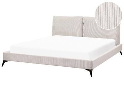 Beliani, Bett mit Lattenrost aus Cord Klassisch MELLE Bett mit Lattenrost aus Cord Klassisch MELLE