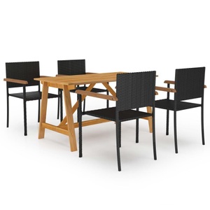 vidaXL, vidaXL 5-tlg. Garten-Essgruppe Schwarz, vidaXL 5-tlg. Garten-Essgruppe Schwarz