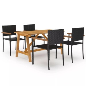 vidaXL, vidaXL 5-tlg. Garten-Essgruppe Schwarz, vidaXL 5-tlg. Garten-Essgruppe Schwarz