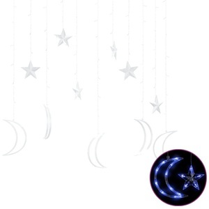 vidaXL, vidaXL Lichterketten Stern und Mond Fernbedienung 138 LED Blau, vidaXL Lichterketten Stern und Mond Fernbedienung 138 LED Blau