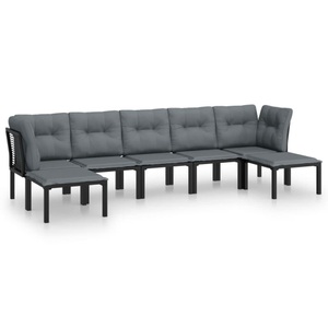 vidaXL, vidaXL 7-tlg. Garten-Lounge-Set Schwarz und Grau Poly Rattan
