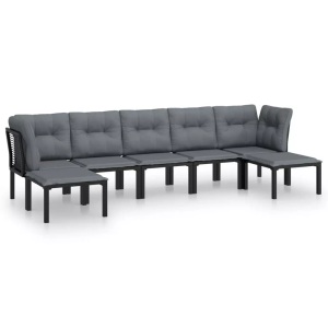 vidaXL, vidaXL 7-tlg. Garten-Lounge-Set Schwarz und Grau Poly Rattan