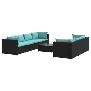 vidaXL, vidaXL 8-tlg. Garten-Lounge-Set mit Kissen Poly Rattan Schwarz
