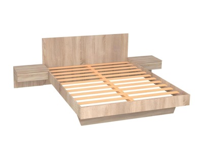 Vente-unique, Bett MARVELLOUS mit integrierten Nachttischen Eiche Bett MARVELLOUS mit integrierten Nachttischen Eiche, 