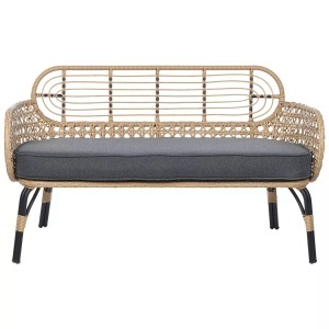 Beliani, 2 Sitzer Sofa aus PE Rattan Boho PRATELLO 2 Sitzer Sofa aus PE Rattan Boho PRATELLO, Beliani - Gartenbank mit Auflage aus PE Rattan Boho PRATELLO, One Size, Gewittergrau