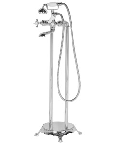 Beliani, Beliani Wannenarmatur freistehend HEBBE, Beliani - Freistehende Badewannenarmatur aus Messing Glamourös HEBBE, One Size, Antikes Silber