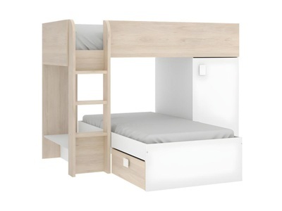 Vente-unique, Etagenbett mit Stauraum RICARDO 2Modulierbar Eiche Etagenbett mit Stauraum RICARDO 2Modulierbar Eiche, 