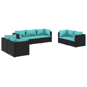 vidaXL, vidaXL 7-tlg. Garten-Lounge-Set mit Kissen Poly Rattan Schwarz, vidaXL 7-tlg. Garten-Lounge-Set mit Kissen Poly Rattan Schwarz