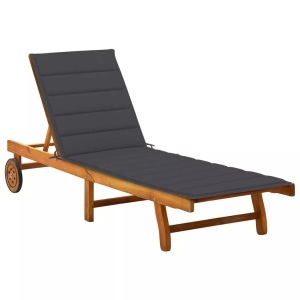 vidaXL, vidaXL Sonnenliege mit Auflage Akazie Massivholz, VidaXL - Sonnenliege akazienholz, One Size, Grau