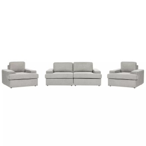 Beliani, Wohnzimmer Set Aus Polyester Klassisch Alla Unisex Taubengrau ONE SIZE, Beliani - Wohnzimmer Set aus Polyester Klassisch ALLA, One Size, Rauch