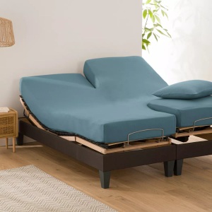 LA REDOUTE INTERIEURS, Uni-Fixleintuch für verstellbares Doppelbett Scenario Uni-Fixleintuch für verstellbares Doppelbett Scenario, La Redoute Intérieurs - Fixleintuch Scenario für verstellbares Doppelbett, 160X200CM, Blau