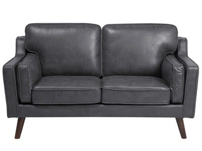 Beliani, Beliani 2-Sitzer Sofa Lederoptik grau LOKKA, Beliani - 2 Sitzer Sofa aus Kunstleder Retro LOKKA, One Size, Spacegrau