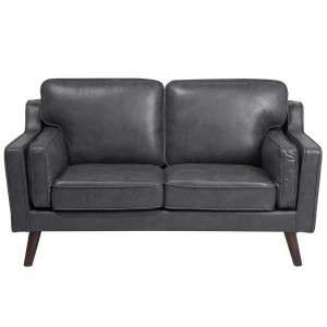 Beliani, Beliani 2-Sitzer Sofa Lederoptik grau LOKKA, Beliani - 2 Sitzer Sofa aus Kunstleder Retro LOKKA, One Size, Spacegrau