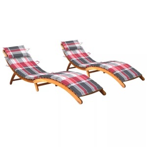 vidaXL, vidaXL Sonnenliegen 2 Stk. mit Auflagen Massivholz Akazie, vidaXL Sonnenliegen 2 Stk. mit Auflagen Massivholz Akazie