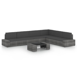 vidaXL, vidaXL 7-tlg. Garten-Lounge-Set mit Kissen Grau Poly Rattan