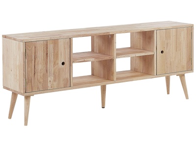 Beliani, TV-Möbel aus Gummibaumholz Modern CHANDLER TV-Möbel aus Gummibaumholz Modern CHANDLER, Beliani - TV-Möbel aus Gummibaumholz Skandinavisch CHANDLER, One Size, Light Beige