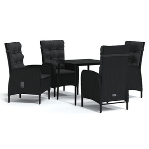 vidaXL, vidaXL 5-tlg. Garten-Essgruppe mit Kissen Schwarz, vidaXL 5-tlg. Garten-Essgruppe mit Kissen Schwarz