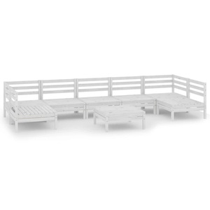 vidaXL, vidaXL 8-tlg. Garten-Lounge-Set Weiß Massivholz Kiefer