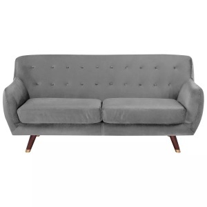Beliani, Beliani 3-Sitzer Sofa Samtstoff grau BODO, Beliani - 3 Sitzer Sofa aus Samtstoff BODO, One Size, Taubengrau