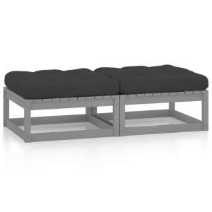 vidaXL, vidaXL Gartenhocker mit Kissen 2 Stk. Massivholz Kiefer