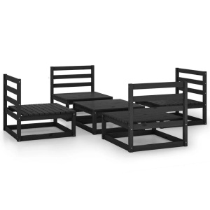 vidaXL, vidaXL 5-tlg. Garten-Lounge-Set Schwarz Massivholz Kiefer, vidaXL 5-tlg. Garten-Lounge-Set Schwarz Massivholz Kiefer