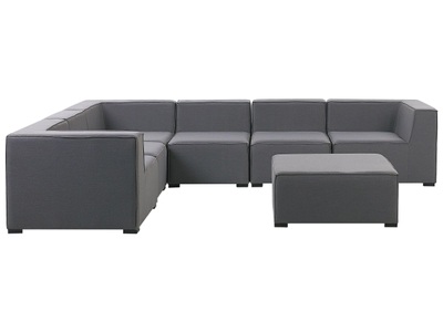 Beliani, Beliani Lounge Set Polsterbezug grau 7-Sitzer rechtsseitig AREZZO, 