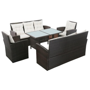 Diverse Hardware, 5-tlg. Garten-Lounge-Set mit Auflagen Poly Rattan Braun