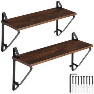 TecTake, 2 Hängeregale Irvine 2 Hängeregale Irvine, Tectake - 2 Hängeregale Irvine, 60 cm, Braun Medium