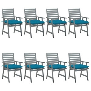 vidaXL, vidaXL Garten-Essstühle mit Kissen 8 Stk. Massivholz Akazie, 