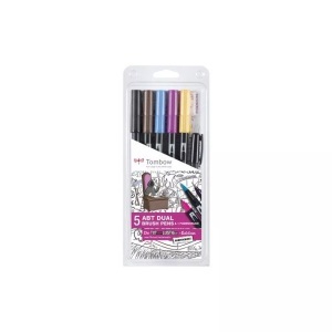 Tombow, Tombow Brushpen ABT Dual 5 Farben, Tombow ABT Set Totaberlustig.de Ltd., Editon, ABT-5P-MH, (5 x ABT + 1 x Fudenosuke)