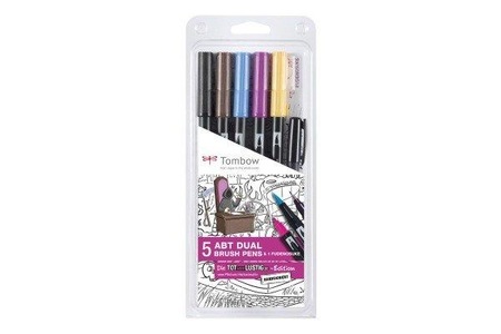 Tombow, Tombow Brushpen ABT Dual 5 Farben, Tombow ABT Set Totaberlustig.de Ltd., Editon, ABT-5P-MH, (5 x ABT + 1 x Fudenosuke)