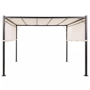 Beliani, Pavillon aus Stahl Klassisch PARGA Pavillon aus Stahl Klassisch PARGA, Beliani - Pavillon aus Polyester Klassisch PARGA, One Size, Perle