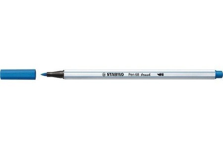 Stabilo, Premium-Filzstift mit Pinselspitze für variable Strichstärken - STABILO Pen 68 brush - 12er Pack - mit 12 verschiedenen Farben, Stabilo Pen 68, dunkelblau, Fasermaler, 568/41
