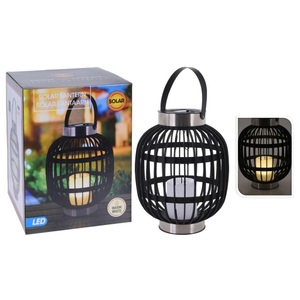 Progarden, ProGarden LED-Solarlaterne mit Kerze Schwarz, 
