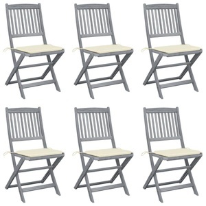 vidaXL, vidaXL Klappbare Gartenstühle 6 Stk. mit Sitzkissen Massivholz Akazie, vidaXL Klappbare Gartenstühle 6 Stk. mit Sitzkissen Massivholz Akazie