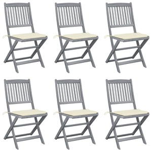 vidaXL, vidaXL Klappbare Gartenstühle 6 Stk. mit Sitzkissen Massivholz Akazie