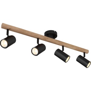 mutoni light, Strahler Holz dunkelbraun 4xGU10 LED, Globo Strahler , 57913-4 , Schwarz, Dunkelbraun , Holz, Metall , 10x19.5 cm , matt , 004558463704