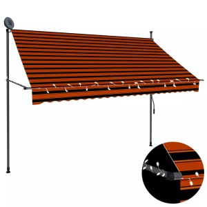 Diverse Hardware, Einziehbare Markise Handbetrieben mit LED 250 cm Orange Braun, vidaXL Einziehbare Markise Handbetrieben mit LED 250 cm Orange Braun