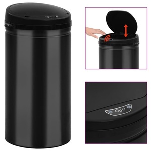 vidaXL, vidaXL Automatischer Sensor-Mülleimer 50 L Kohlenstoffstahl Schwarz