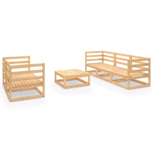 vidaXL, vidaXL 6-tlg. Garten-Lounge-Set Kiefer Massivholz, vidaXL 6-tlg. Garten-Lounge-Set Massivholz Kiefer