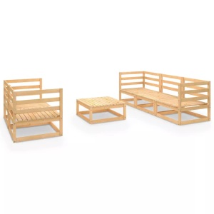 vidaXL, vidaXL 6-tlg. Garten-Lounge-Set Kiefer Massivholz, vidaXL 6-tlg. Garten-Lounge-Set Massivholz Kiefer