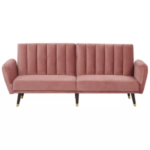Beliani, Schlafcouch aus Samtstoff Glamourös VIMMERBY Schlafcouch aus Samtstoff Glamourös VIMMERBY, Beliani - Schlafsofa aus Samtstoff Glamourös VIMMERBY, One Size, Pink