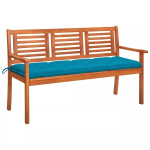 vidaXL, vidaXL 3-Sitzer-Gartenbank mit Auflage 150 cm Massivholz Eukalyptus, vidaXL 3-Sitzer-Gartenbank mit Auflage 150 cm Massivholz Eukalyptus