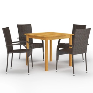 vidaXL, vidaXL 5-tlg. Garten-Essgruppe Braun, vidaXL 5-tlg. Garten-Essgruppe Braun
