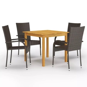 vidaXL, vidaXL 5-tlg. Garten-Essgruppe Braun, vidaXL 5-tlg. Garten-Essgruppe Braun