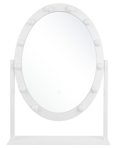 Beliani, Beliani Badspiegel mit LED-Beleuchtung oval 50 x 60 cm ROSTRENEN, Kosmetikspiegel Aus Eisen Glamourös Rostrenen Damen Weiss Bunt ONE SIZE