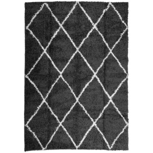 vidaXL, vidaXL Teppich Shaggy Hochflor Modern Schwarz und Creme 120x170 cm
