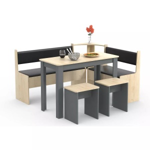 VCM, Eckbankgruppe Sitzgruppe Esszimmergruppe Bank Tisch Hocker Esal Maxi Eckbankgruppe Sitzgruppe Esszimmergruppe Bank Tisch Hocker Esal Maxi, VCM - Eckbankgruppe Sitzgruppe Esszimmergruppe Bank Tisch Hocker Esal Maxi, One Size, Anthrazit / Honig-Eiche