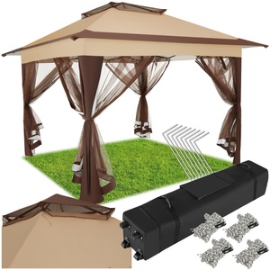 TecTake, Faltpavillon 4 abnehmbare Seitenteile aus Moskitonetz Faltpavillon 4 abnehmbare Seitenteile aus Moskitonetz, Tectake - Faltpavillon 4 abnehmbare Seitenteile aus Moskitonetz, One Size, Braun