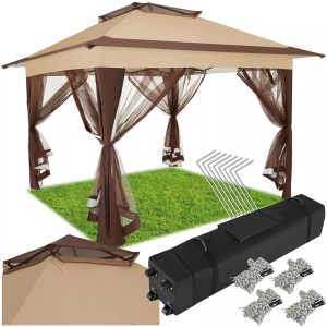 TecTake, Faltpavillon 4 abnehmbare Seitenteile aus Moskitonetz Faltpavillon 4 abnehmbare Seitenteile aus Moskitonetz, Tectake - Faltpavillon 4 abnehmbare Seitenteile aus Moskitonetz, One Size, Braun